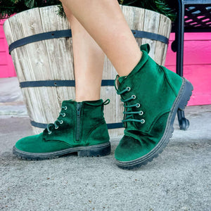 Velvety Pine Combat Boots