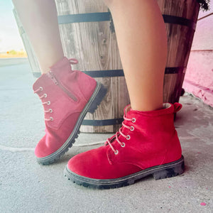 Poinsettia Combat Boots