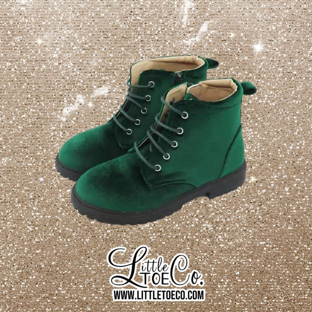 Velvety Pine Combat Boots