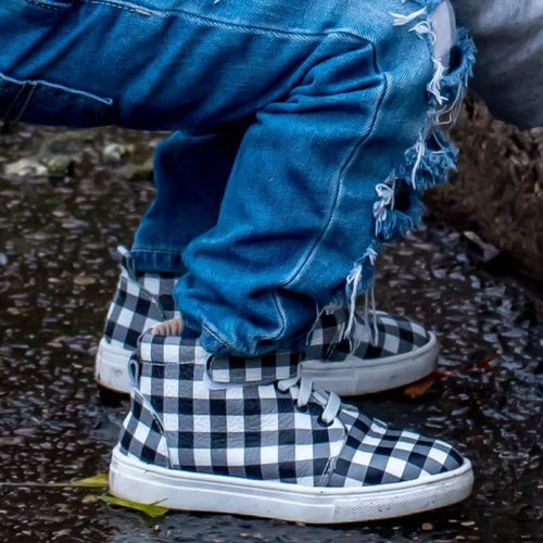 Black & White Plaid High Top Sneaks