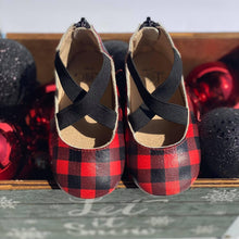 Load image into Gallery viewer, Red &amp; Black Buffalo Plaid Ballet Flats