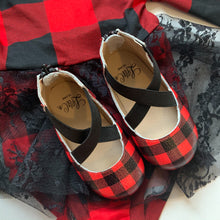 Load image into Gallery viewer, Red &amp; Black Buffalo Plaid Ballet Flats