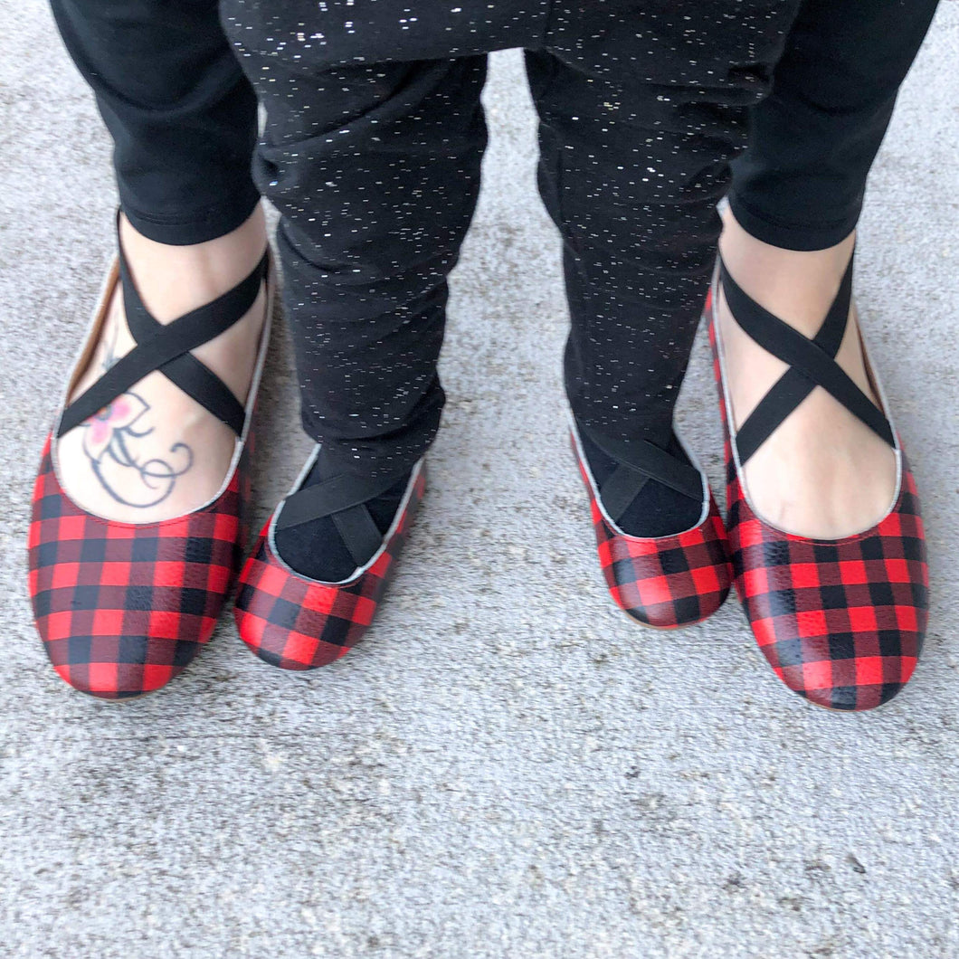 Red plaid clearance flat shoes